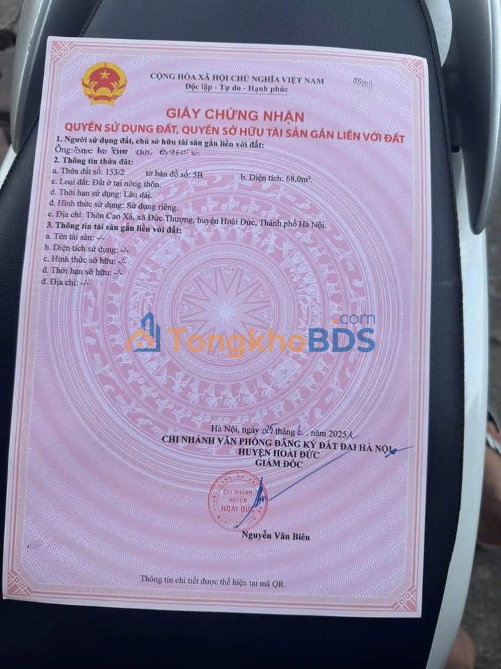 Đất nền Thôn Cao Xá Thượng Bên QL32 68m² giá 6 tỷ - Sổ đỏ chính chủ