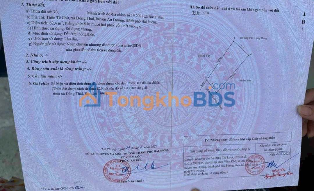 Đất nền Kiến Thụy, Hải Phòng - 61.7m² vuông vắn, ô tô vào tận nơi, giá 1.38 tỷ