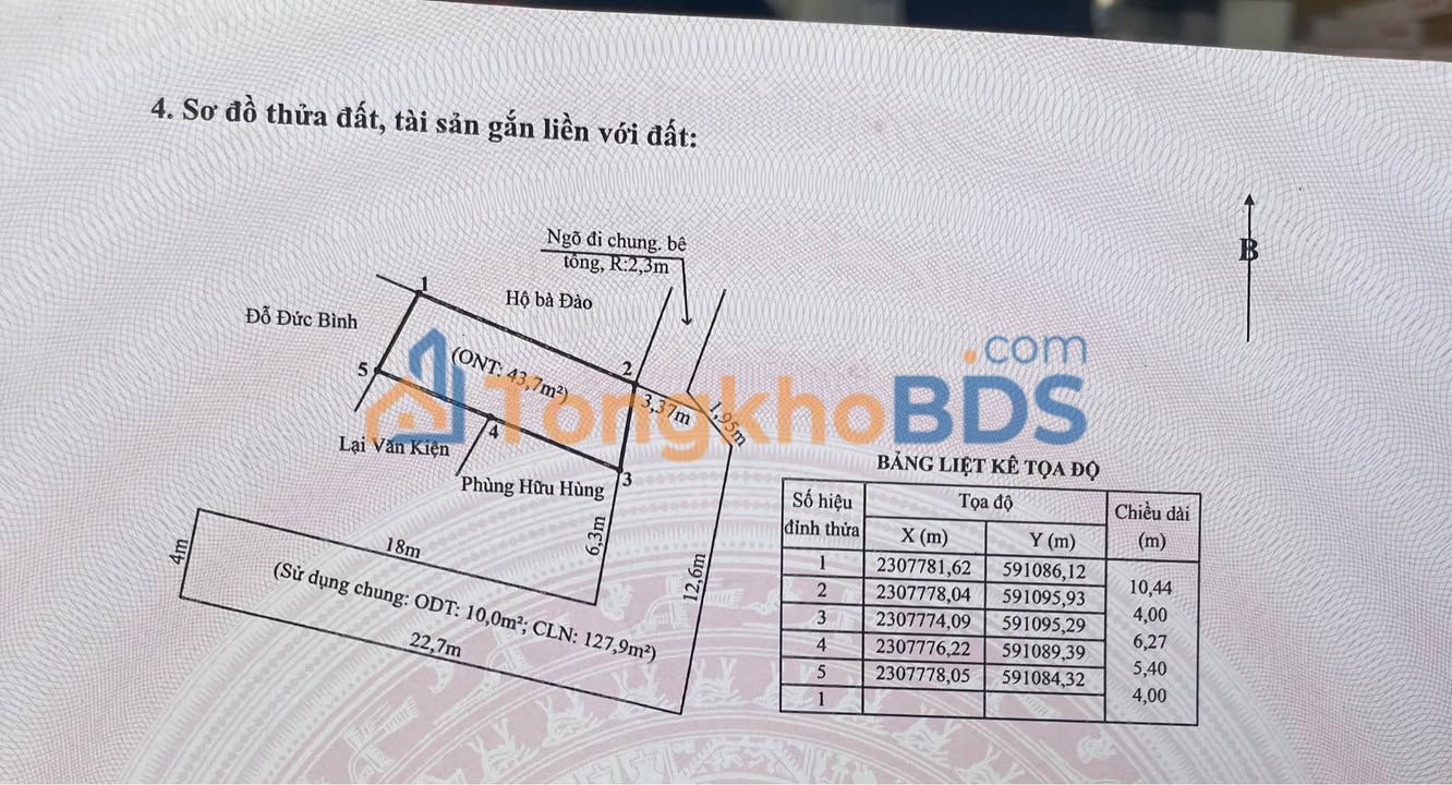 Bán đất 44m² Vân Tra, An Đồng, Hải Phòng - Ngõ ô tô 1.07 tỷ