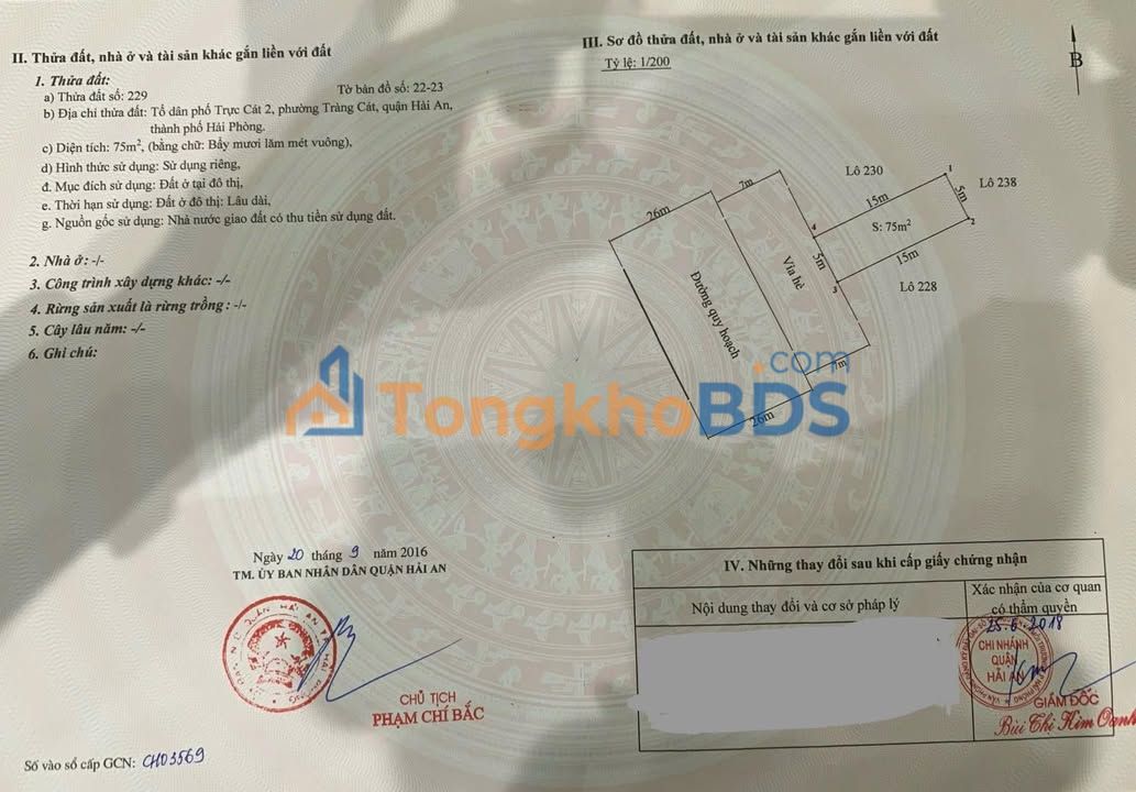 Đất nền Tràng Cát Hải An 75m² giá 4.275 tỷ - Sổ đỏ chính chủ