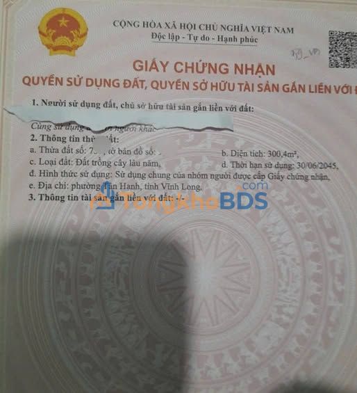 Bán Đất Nền 300m² Phường Tân Hạnh, Vĩnh Long - Sổ Thể Hiện, Đường Ô Tô