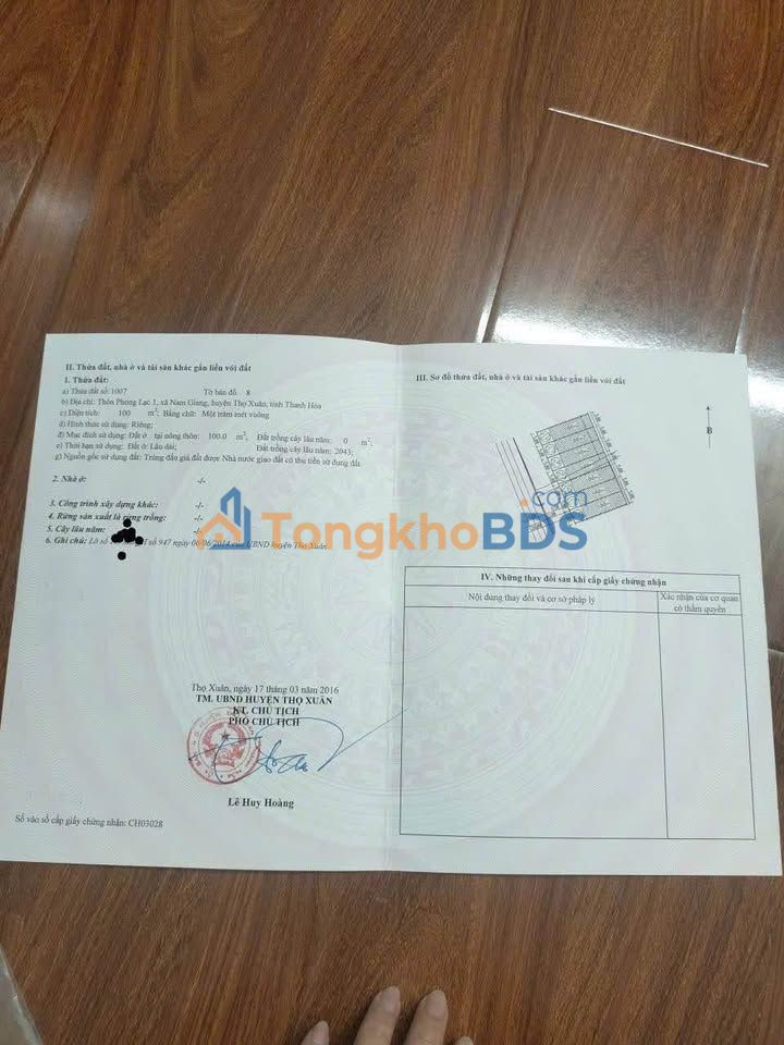 Bán Nhanh Liền Kề Quốc Lộ 47C Thanh Hóa 100m² Hướng Nam