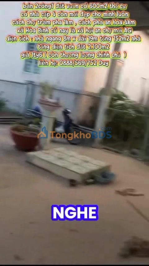 Đất Vườn 2100m² Tặng Nhà Cấp 4 Mới - Xã Hòa Bình, Chợ Mới - 1.6 Tỷ