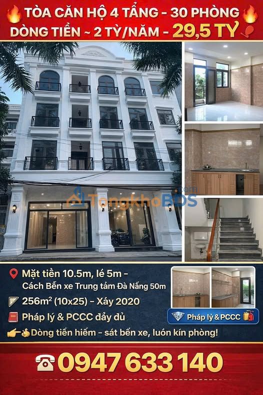 Tòa Căn Hộ 30 Phòng Đà Nẵng - Dòng Tiền 2 Tỷ/Năm - 29.5 Tỷ