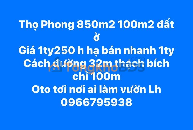 Đất Vườn Thọ Phong 850m² - Giá Tốt 1.25 Tỷ, Sổ Đỏ Riêng