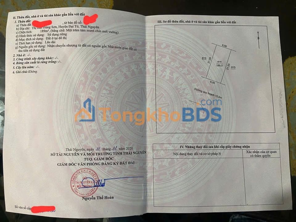 Đất thổ cư 189m² trung tâm chợ Đại Từ, Thái Nguyên - Cơ hội đầu tư sinh lời