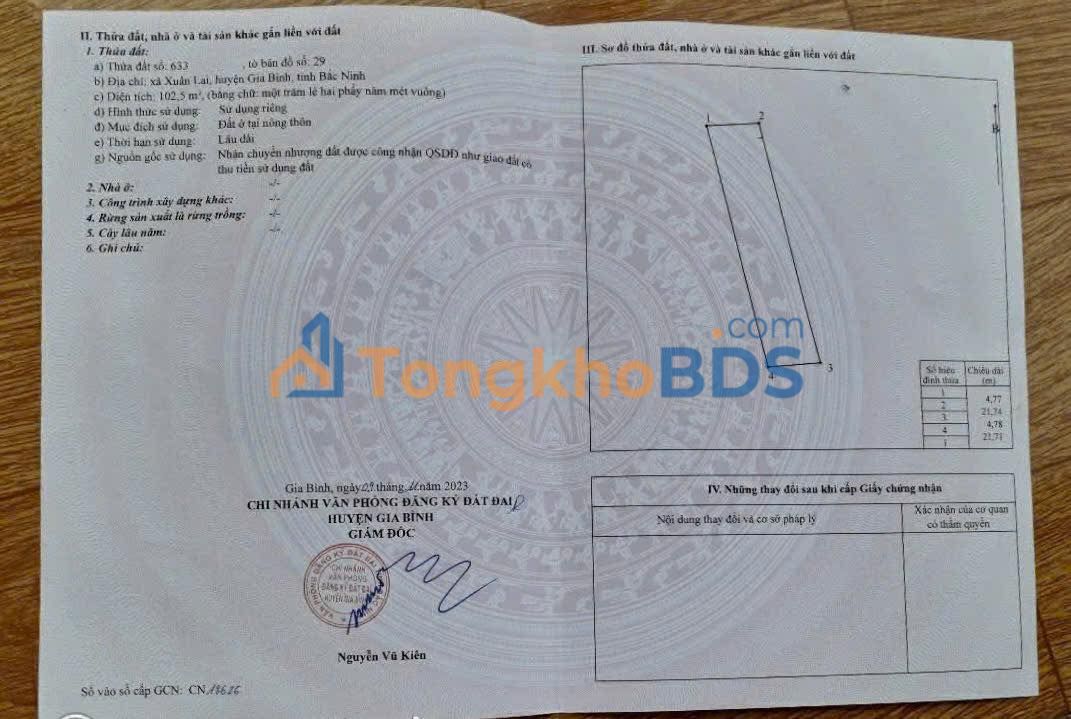 Bán Gấp Đất Mặt Tiền Quốc Lộ 17, Gia Bình, Bắc Ninh - 102.5m²