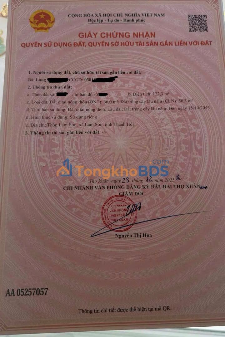 Đất Nền Lam Sơn - Ngọc Lặc 120m² | Sổ Hồng Chính Chủ, Giá 500 Triệu