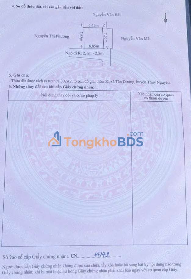 Đất Tân Dương Thuỷ Nguyên 51m² 1 tỷ - Sổ đỏ chính chủ