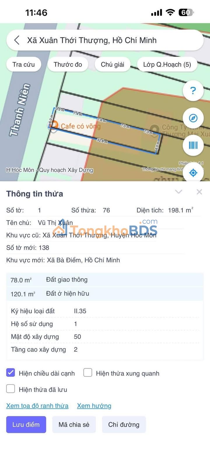 Đất nền Thanh Niên Hóc Môn 198m² 4,8 tỷ - Sổ đỏ chính chủ