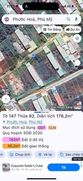Bán Đất Phước Hòa, Phú Mỹ 178m² Sổ Đỏ ODT - Giá 1.8 Tỷ
