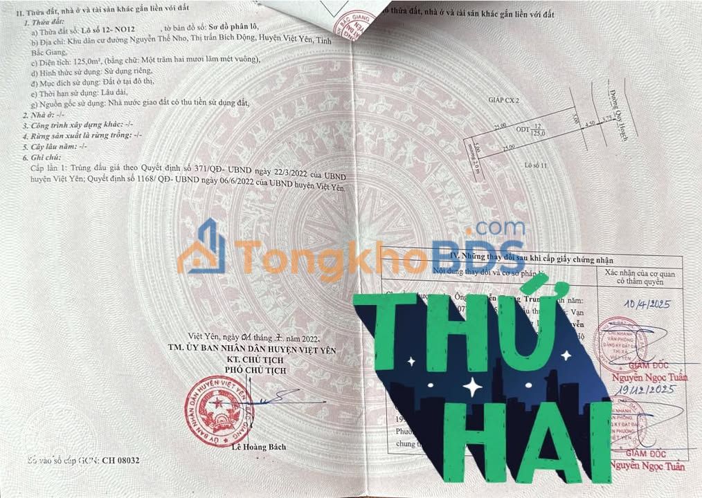 Đất đấu giá Việt Yên 125m² - Sẵn sàng xây xưởng, nhà trọ, quán ăn