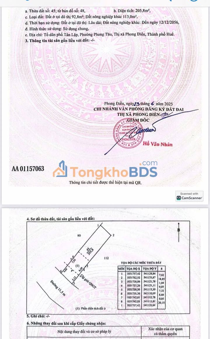 Đất nền Phong Thu Huế 205m² giá 8xx - Đường to ô tô