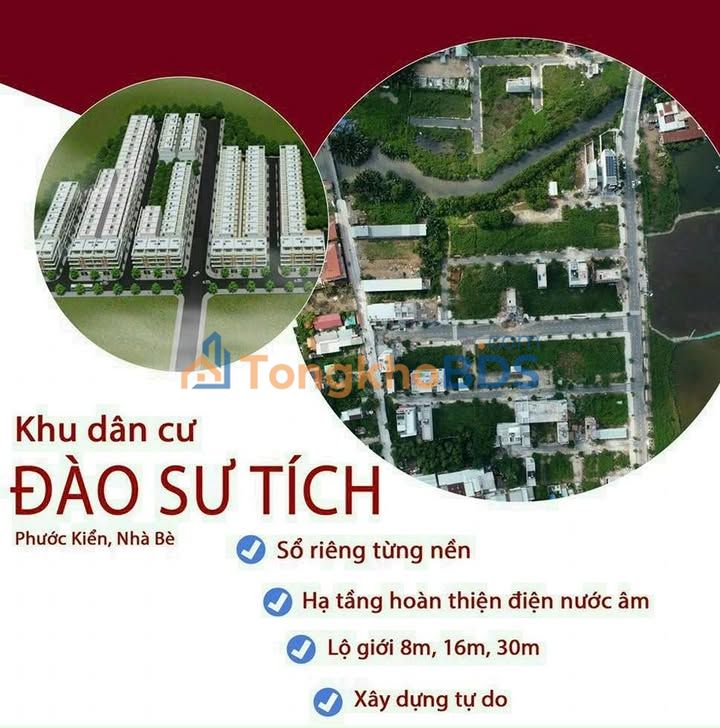 Đất MT Đường Chính 16m, KDC Đào Sư Tích, Nhà Bè - 82m² Hướng Bắc, Giá 7 Tỷ