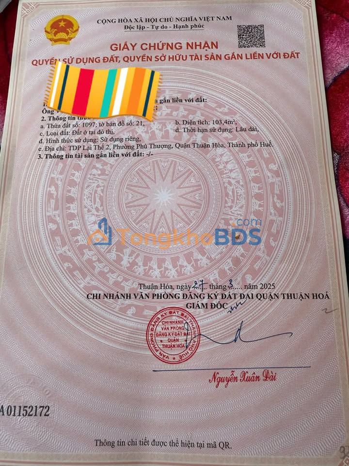 Đất Mặt Tiền Đường Lại Thế, Phú Vang - 103m² Giá 2 Tỷ