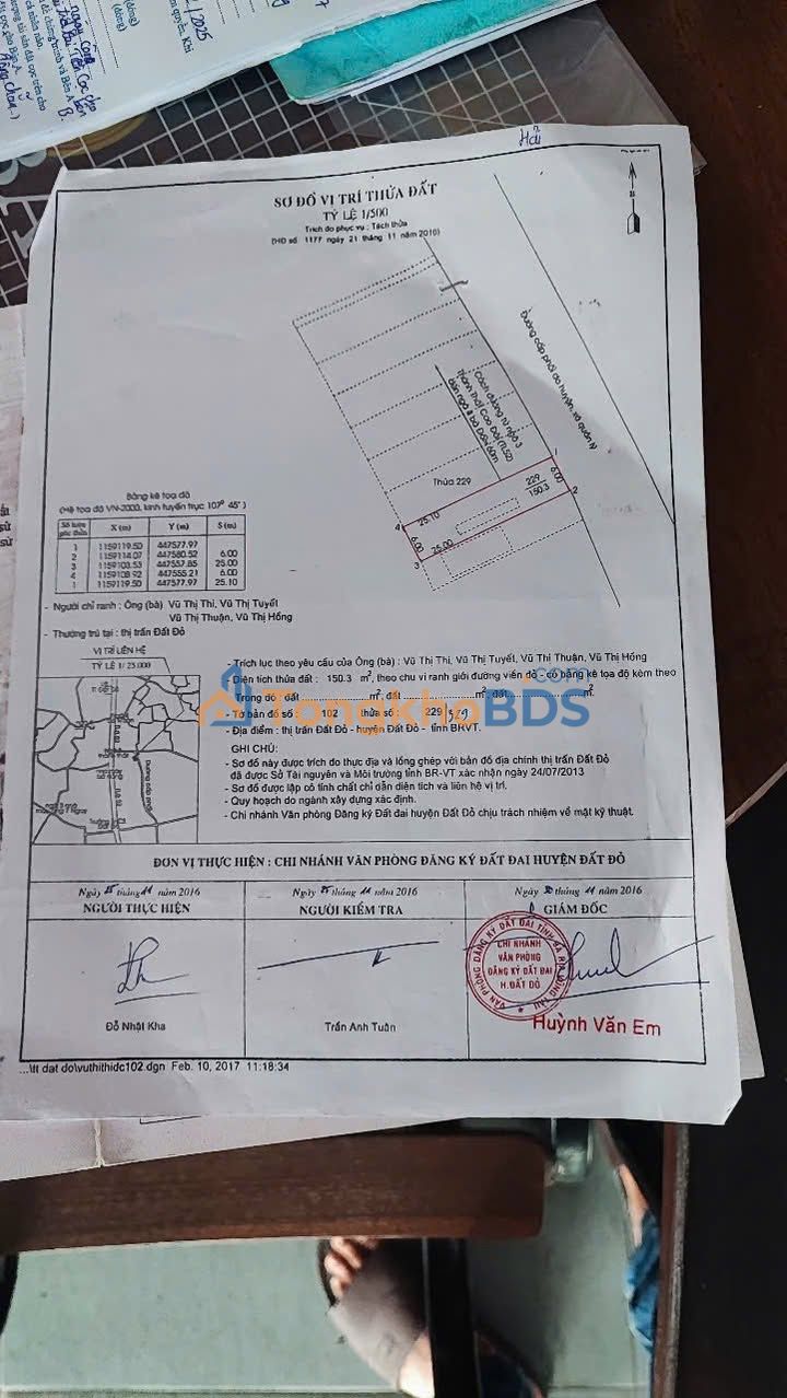 Đất nền Thị trấn Đất Đỏ 150m² giá 1 tỷ - Sổ đỏ chính chủ