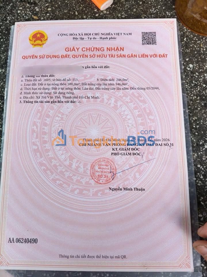 Đất nền Trừ Văn Thố Bàu Bàng 246m² 950 triệu - Chính chủ bán