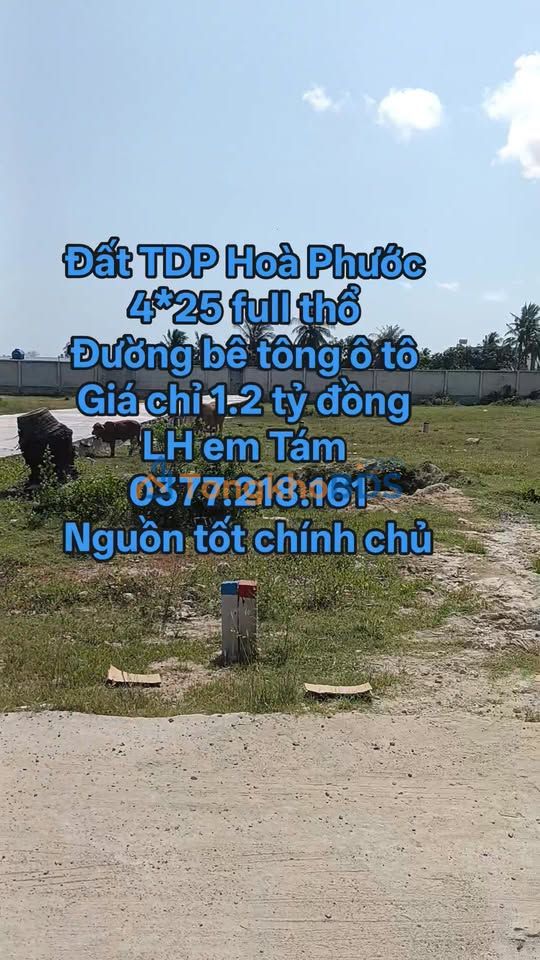 Bán đất TDP Hoà Phước Cam Lâm 100m² full thổ - Giá 1.2 tỷ chính chủ