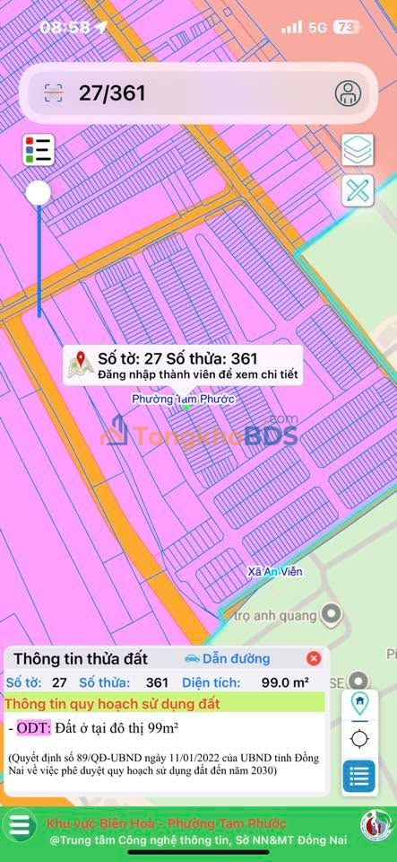 Đất nền Tam Phước 99m² - Sổ đỏ sẵn, gần dự án Kim Oanh