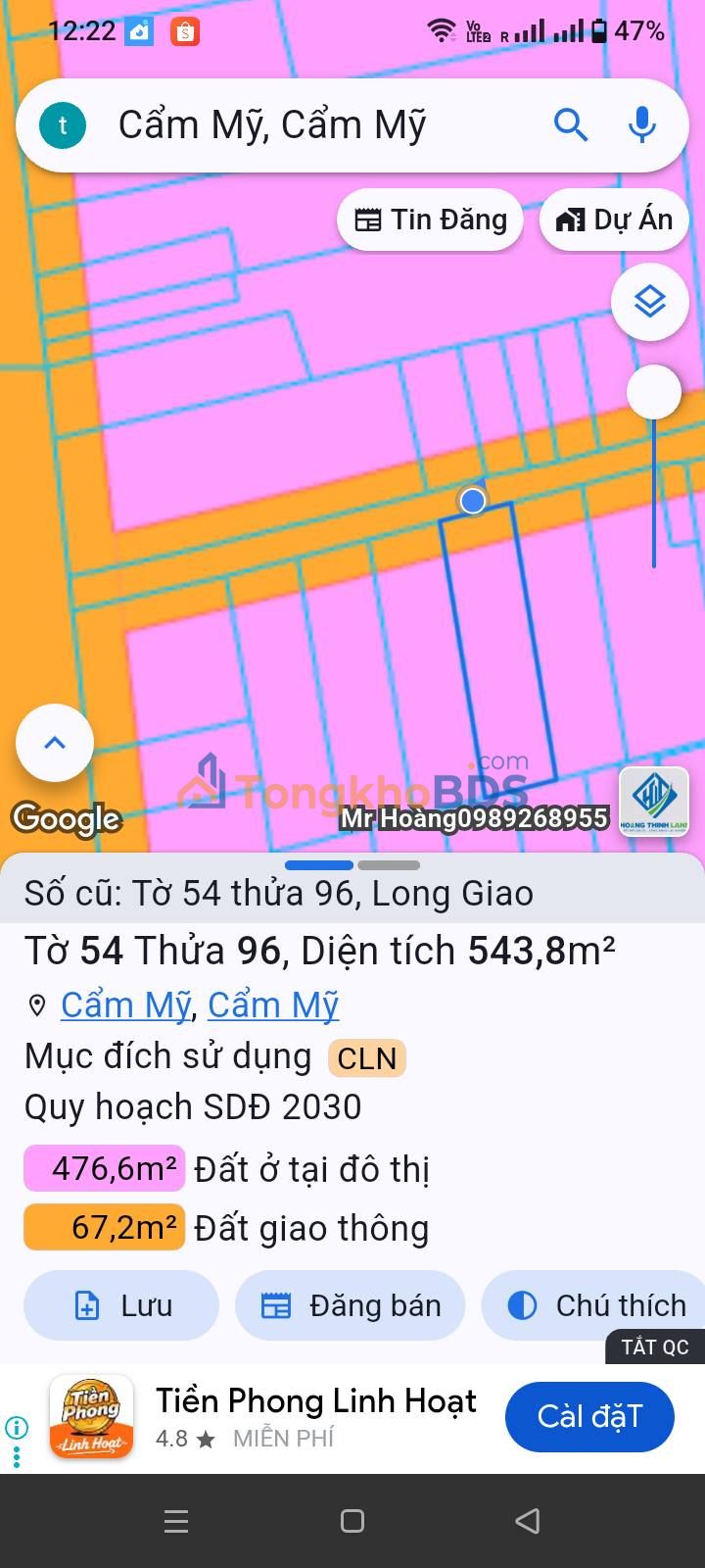 Bán Đất Cẩm Mỹ 543.8m² Sổ Riêng - Ngay Quốc Lộ 56