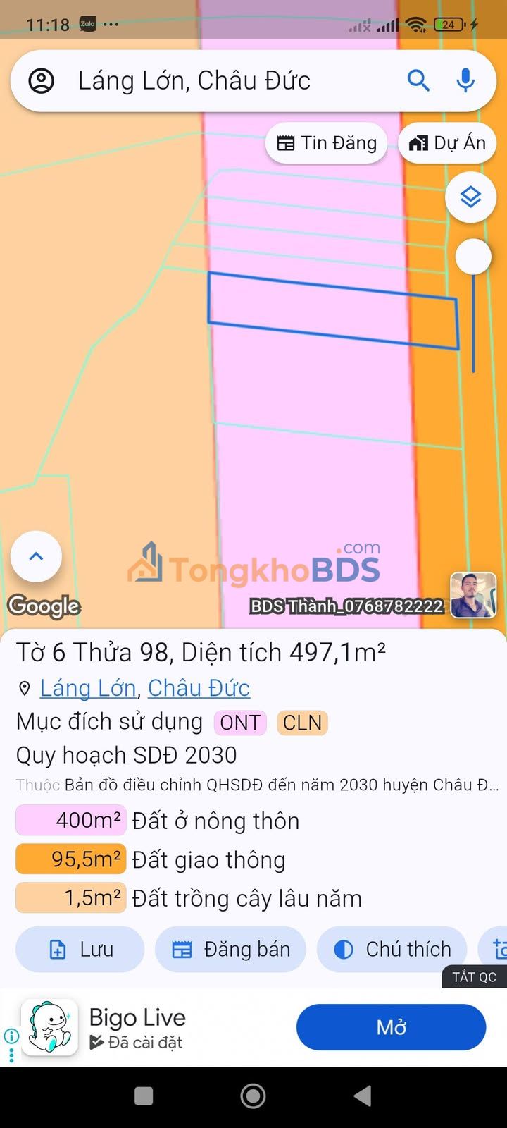 Bán 2 Lô Đất Vàng Láng Lớn, Châu Đức - Sổ Hồng Sẵn Sàng