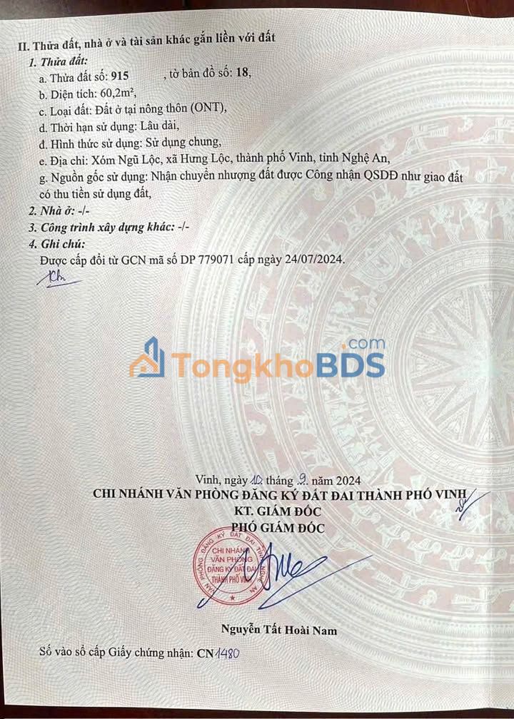 Đất nền Hưng Lộc Vinh 60m² 2.15 tỷ - Đường to ô tô