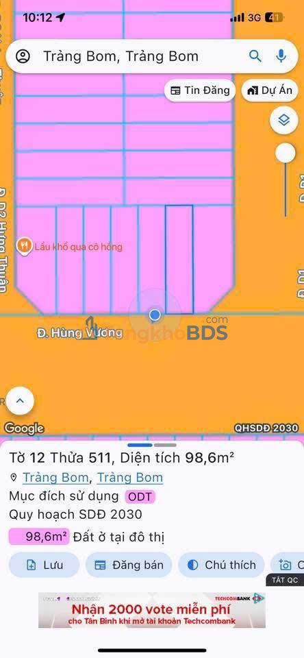 Đất Mặt Tiền Hùng Vương, Trảng Bom - Giảm Sốc 100 Triệu, Chỉ Còn 2.9 Tỷ