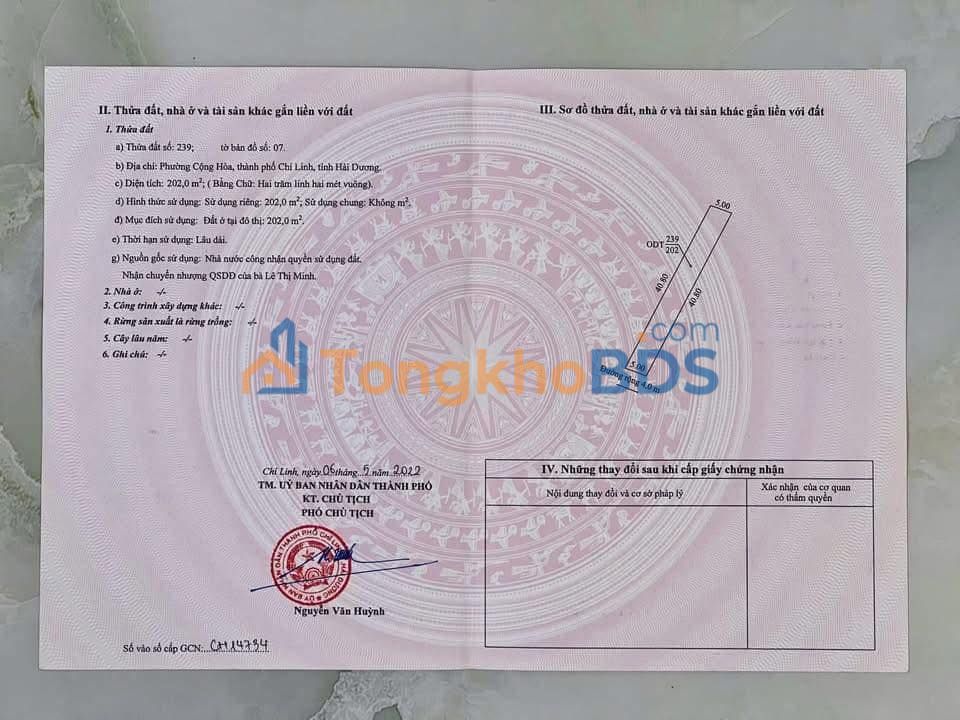 Đất Nền 400m² Full Thổ Cư, P. Cộng Hòa, Chí Linh - Giá Tốt Đầu Tư