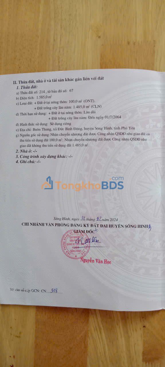 Bán Đất Sông Hinh 1500m² Mặt Tiền Nhựa, Có Nhà Kiên Cố - Giá Hữu Nghị 8xx Triệu