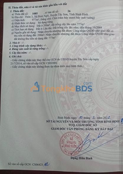 Bán Đất Nền 977m² Bình Nghi, Tây Sơn - Sổ Thổ Cư 200m², Giá 1.1 Tỷ