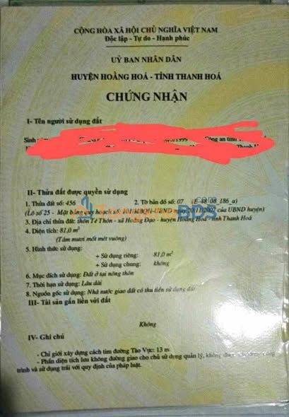 Đất nền Hoằng Hóa 81m² Hướng Bắc - Mặt tiền đường chính, kinh doanh sầm uất