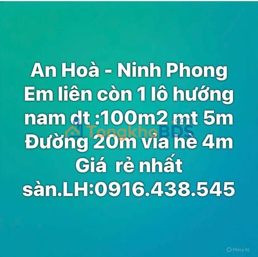 Đất nền An Hoà, Ninh Bình - 100m² Hướng Nam, Đường 20m, Giá Tốt