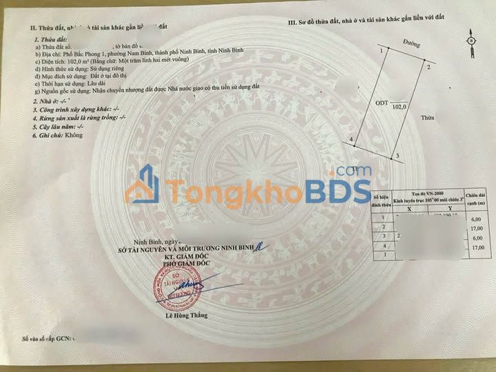 Bán Đất Nền Bắc Phong, Ninh Bình 102m² - Giá 4.x Tỷ, Sẵn Sàng Xây Dựng