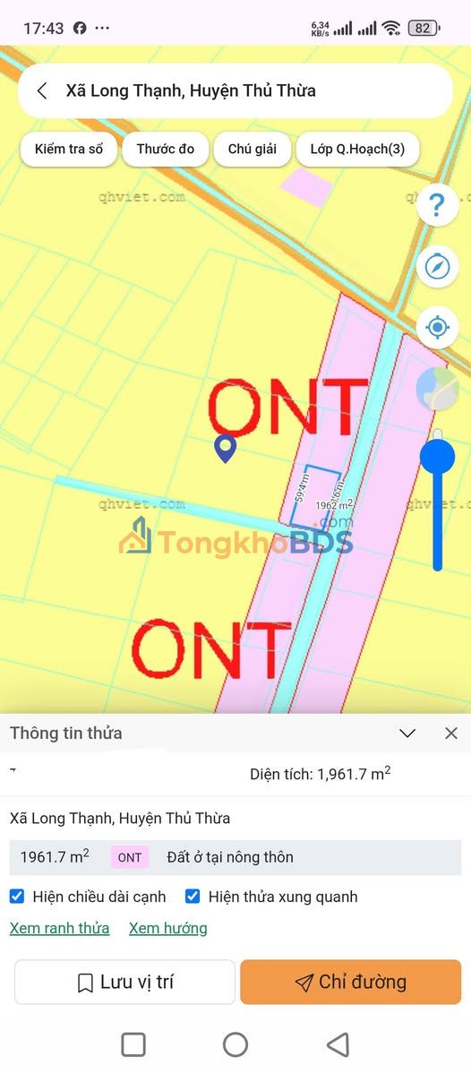 Bán Gấp Đất Lúa Long Thạnh, Thủ Thừa 19.600m² Giá 3.7 Tỷ
