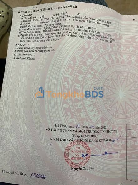 Bán đất chính chủ 430m² Cẩm Xuyên, Hà Tĩnh - Giá chỉ hơn 1 tỷ, tiềm năng chia lô