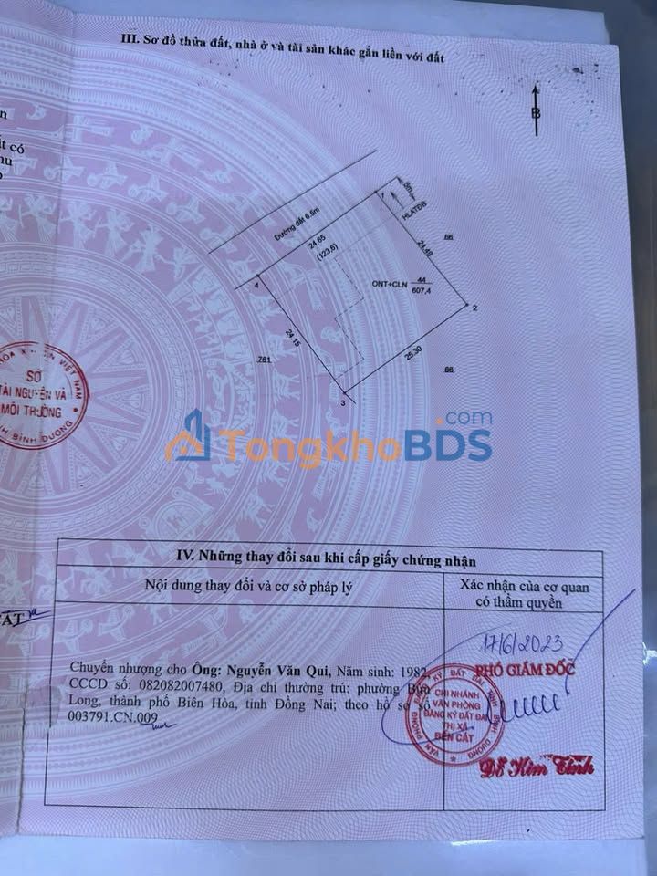 Đất nền Bến Cát DH609 300m² 4.8 tỷ - Sổ đỏ chính chủ