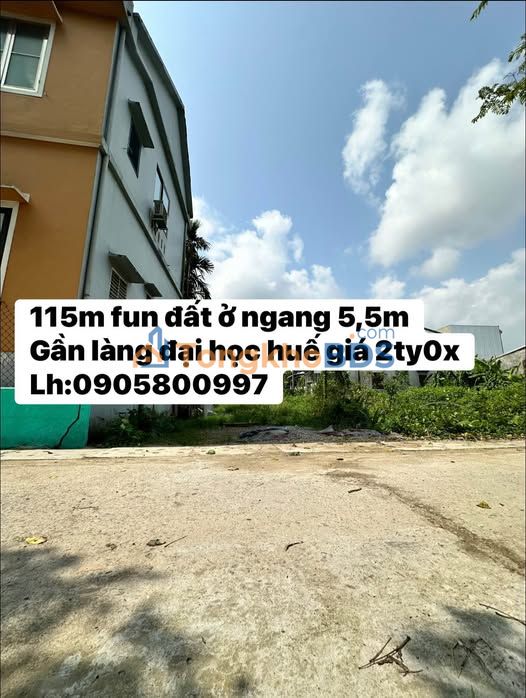 Đất Thổ Cư 115m² Sổ Hồng Riêng - Ngang 5.5m Tại TP Huế