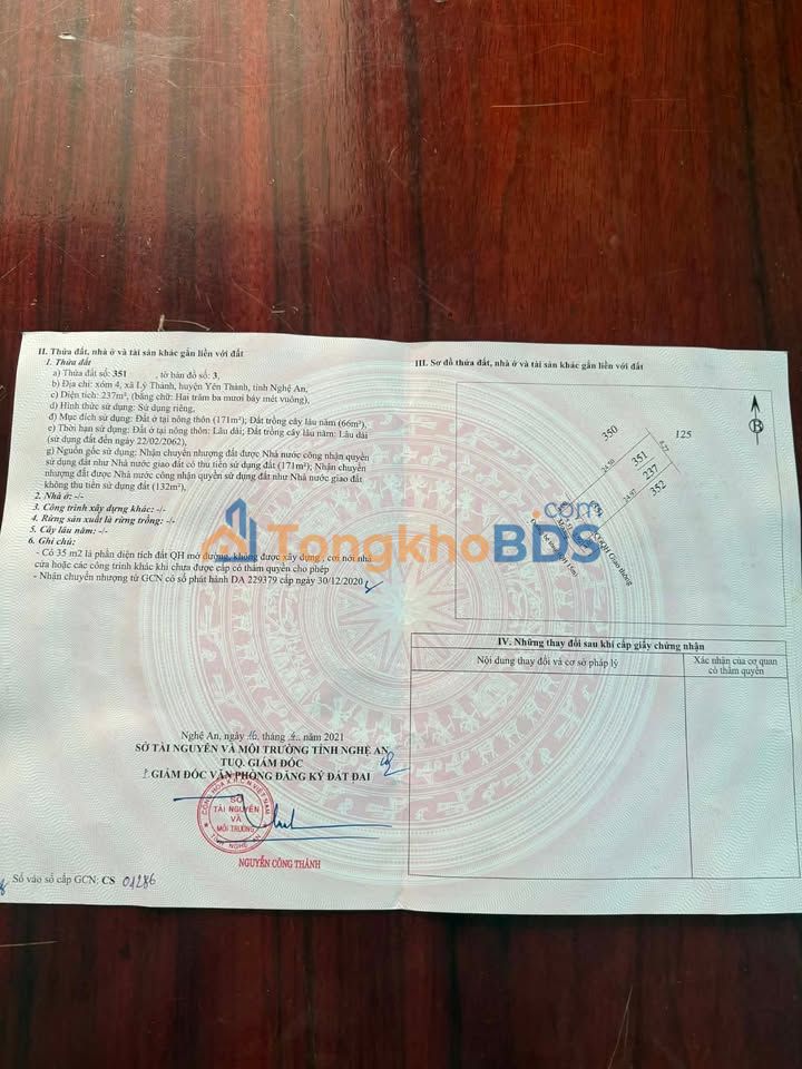 Đất nền Xóm 4, Lý Thành, Yên Thành 237m² - Sổ đỏ chính chủ, giá chỉ 5xx triệu