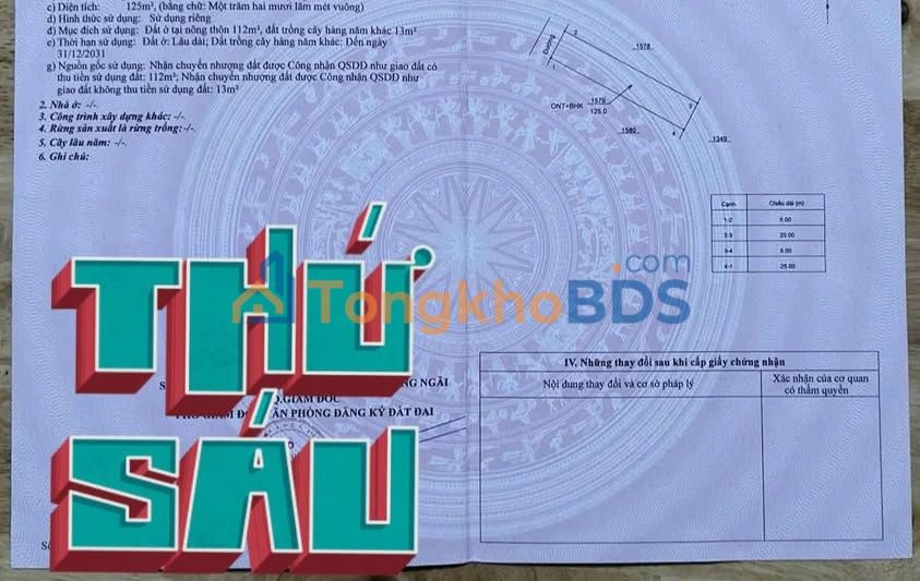 Đất Nền 125m² Bình Sơn, Quảng Ngãi - Gần KDL Coastal Nghĩa Hòa