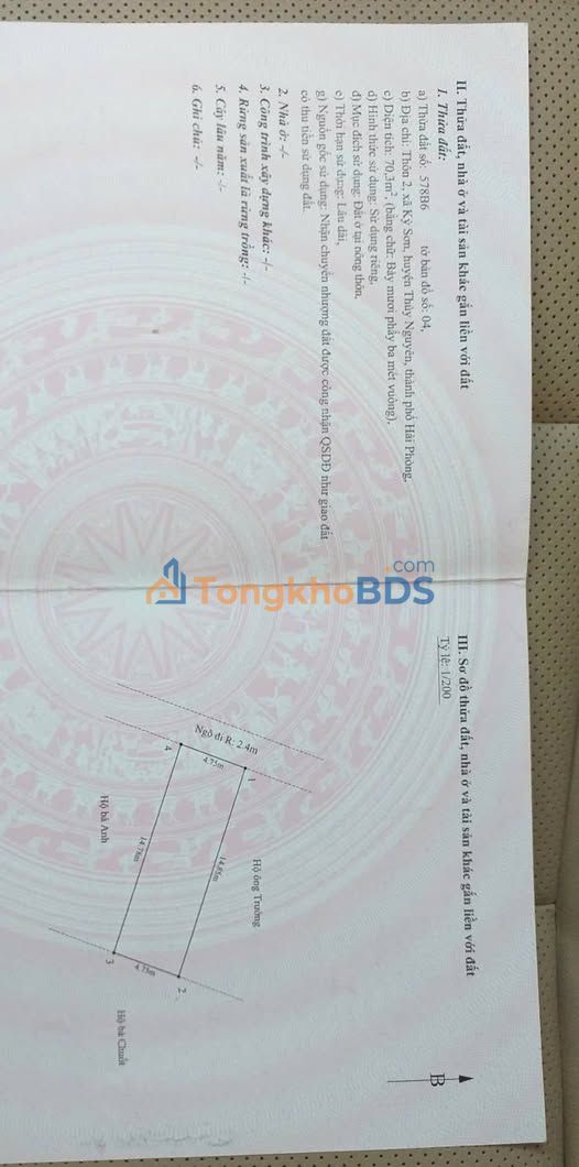 Đất Thổ Cư 70m² Thủy Nguyên, Hải Phòng - Giá 4xx Triệu, Sổ Đỏ Sẵn Sàng