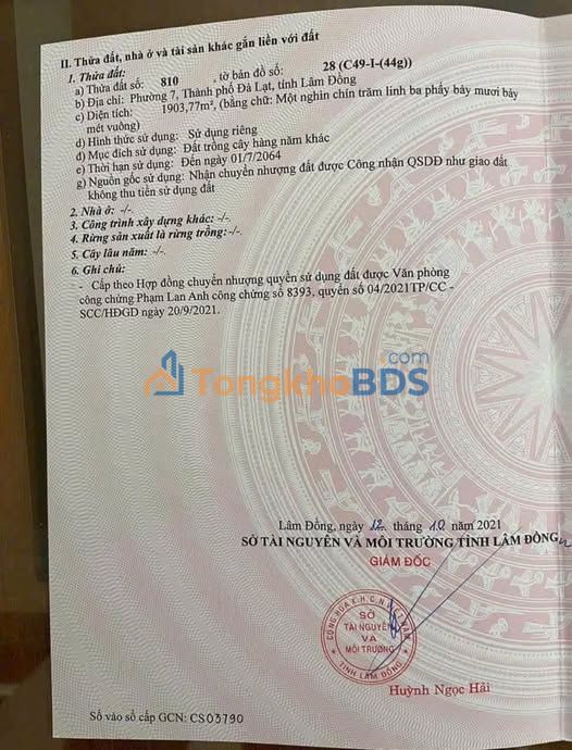 Đất nền Phường 7 Đà Lạt 2300m² đường ô tô vào thẳng