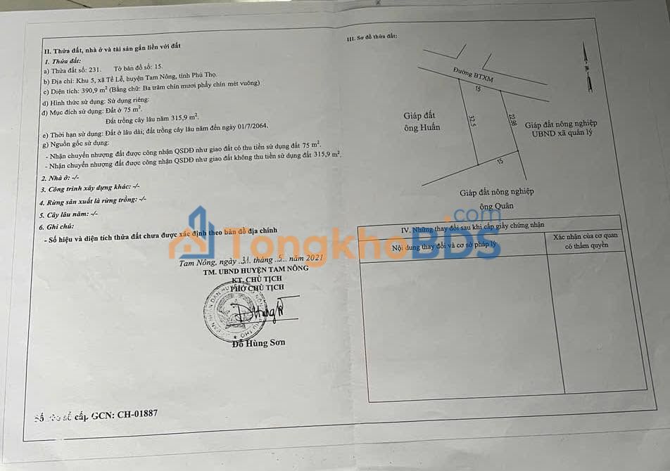 Đất Nền Tam Nông, Phú Thọ - 15m² Mặt Tiền Rộng 390m - Sổ Đỏ Sẵn Sàng