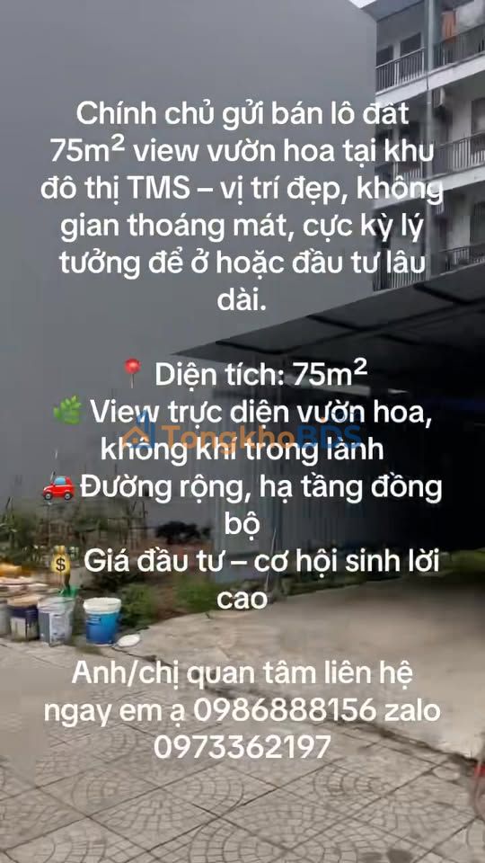 Đất nền TMS Thạch Thất 75m² - View vườn hoa, Sổ đỏ sẵn sàng