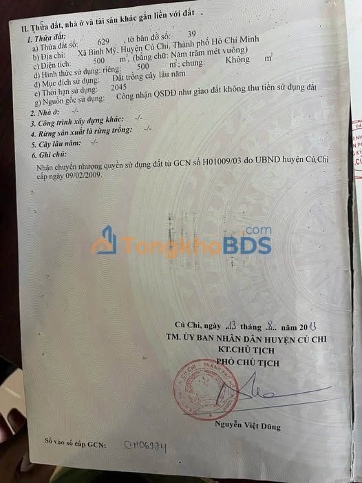 Đất nền Bình Mỹ Củ Chi 500m² 3.15 tỷ - Sổ đỏ chính chủ