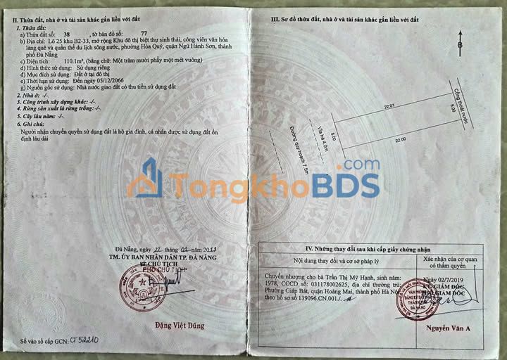 Đất Vàng Đường Trung Hoà 1, Ngũ Hành Sơn - 110m² Hướng Nam - Giá 5.25 Tỷ