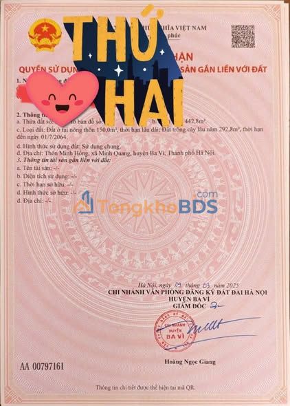 Đất Nền Minh Quang Ba Vì 442.8m² - Kinh Doanh & Đầu Tư Sinh Lời