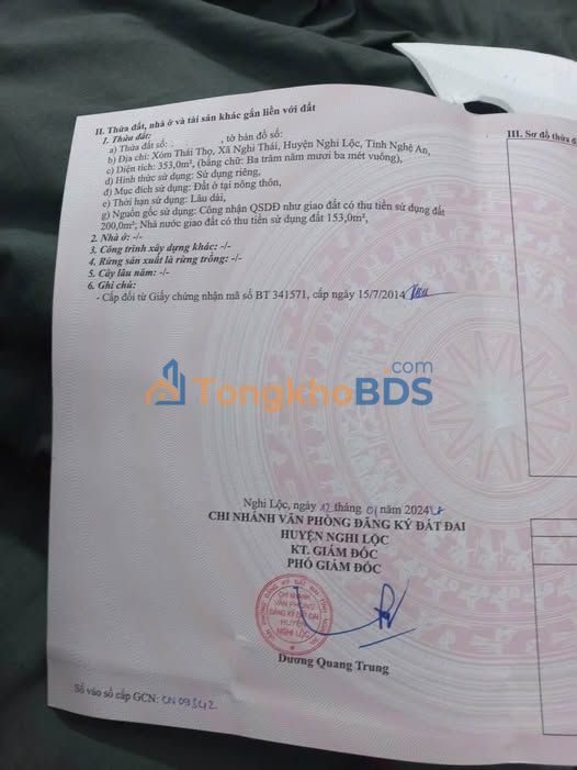 Đất nền Khối Thái Thọ Vinh 353m² 6.3 tỷ - Sổ đỏ chính chủ