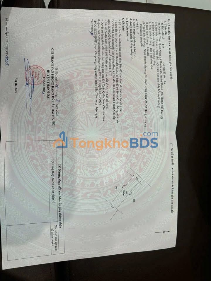 Bán đất Tam Hưng, Thanh Oai 106m² - Sổ đỏ sẵn sàng, giá tốt đầu tư