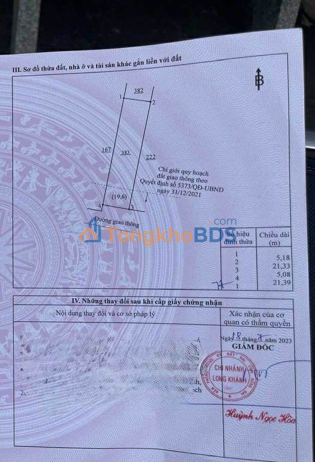 Đất nền Phan Huy Chú Long Khánh 1,6 tỷ - Thổ cư 100%