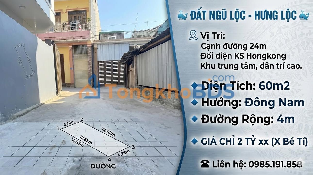 Land Hưng Lộc Vinh 60m2 2 tỷ - Sổ đỏ chính chủ